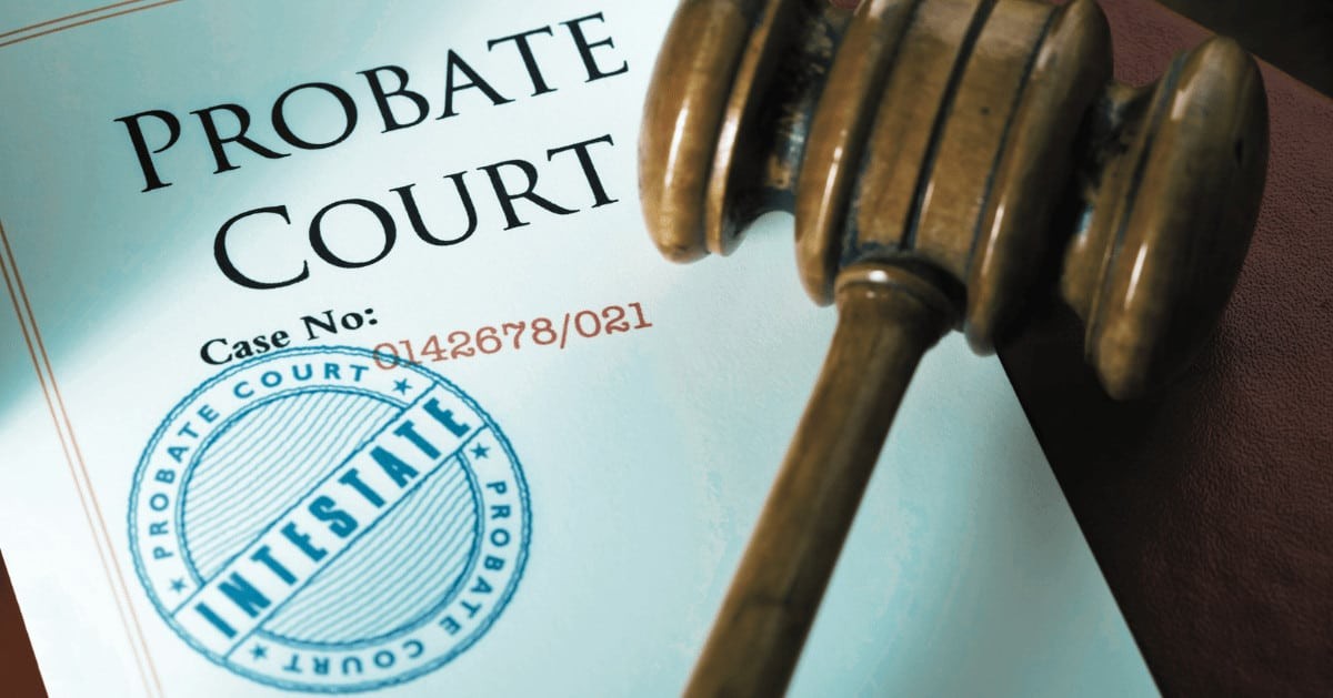 Probate court document with a gavel